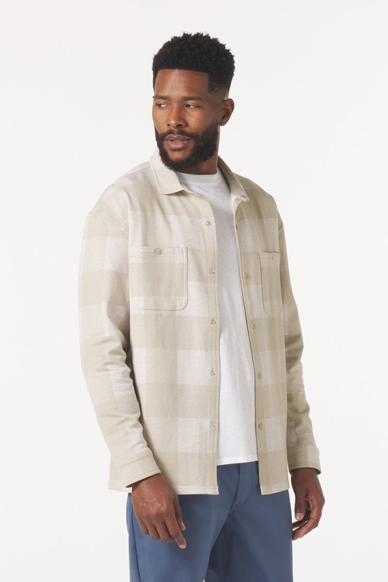 Wholesale,Glyder, Glyder Oatmilk Buffalo Plaid Snap Front Overshirt, Tan, Medium-45-TagM