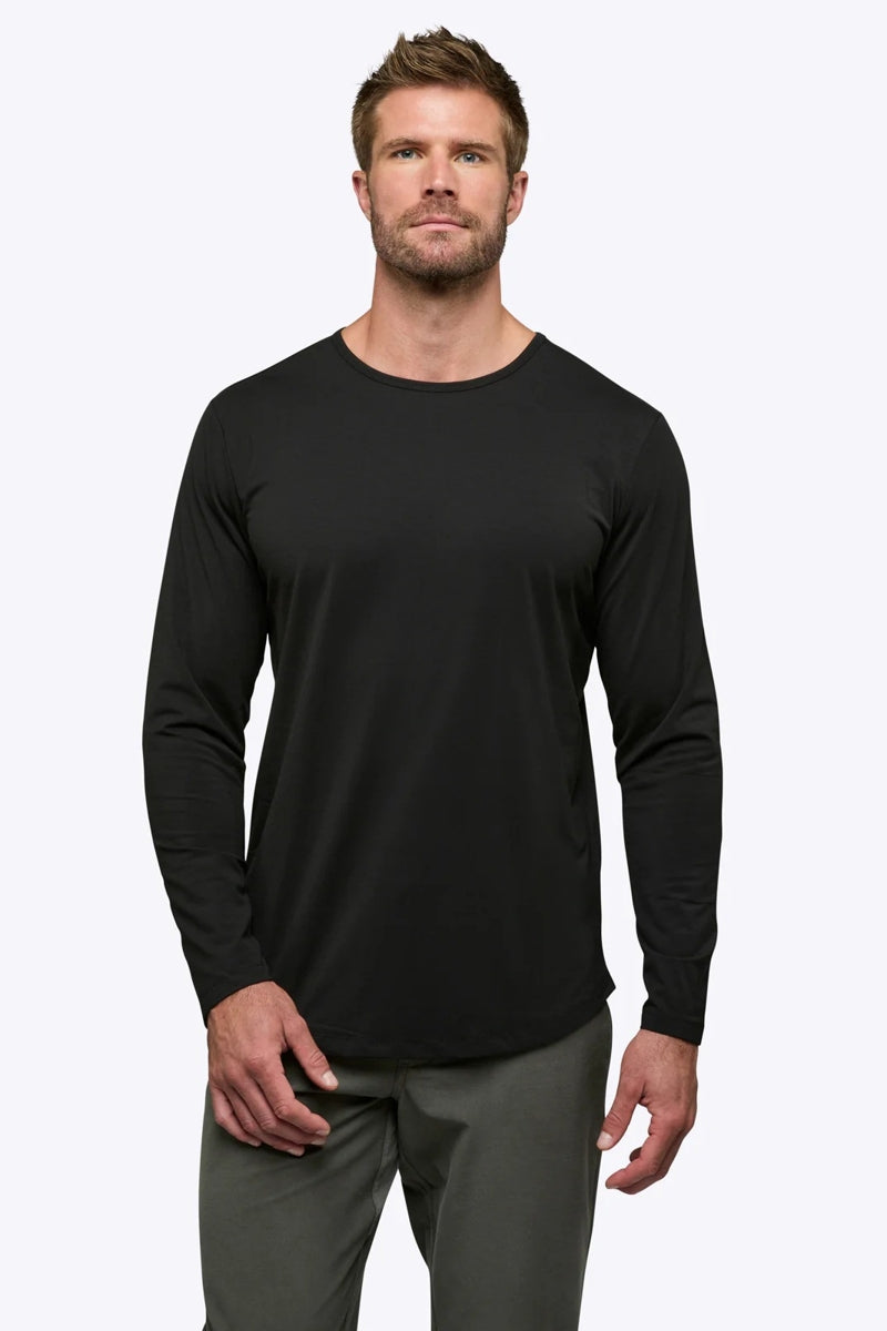 Wholesale,CUTS, CUTS Black Curve-Hem Buttery Soft Tee, Black, Large-43-TagL
