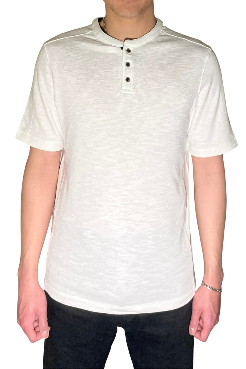 Wholesale,Nicoby Age of Wisdom, Nicoby Age of Wisdom White Textured Henley with Contrast Trim, White, Medium-42-TagM