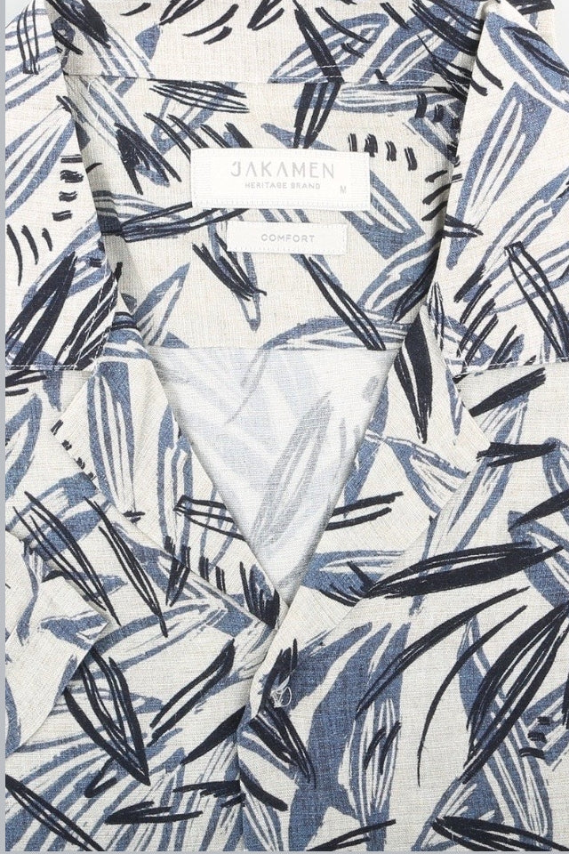 Wholesale,Jakamen, Jakamen Sapphire Blue Abstract Leaf Print Shirt, Blue, Extra Large-48-TagXLExtra Extra Large-50-TagXXLExtra Small-38-TagXSSmall-41-TagSMedium-44-TagMLarge-46-TagL