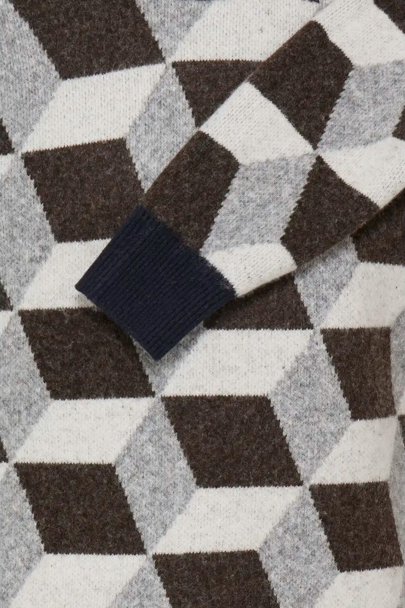 Wholesale,Casual Friday, Casual Friday Brown/Grey 3D Geo Textured Sweater, Brown, Medium-43-TagMLarge-45-TagLExtra Large-47-TagXLExtra Extra Large-50-TagXXLSmall-40-TagS