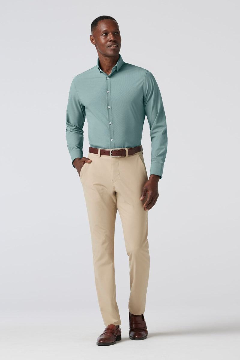 Wholesale,Mizzen + Main, Mizzen + Main Hunter Green Straton Houndstooth Trim Dress Shirt, Green, Medium-42-TagM