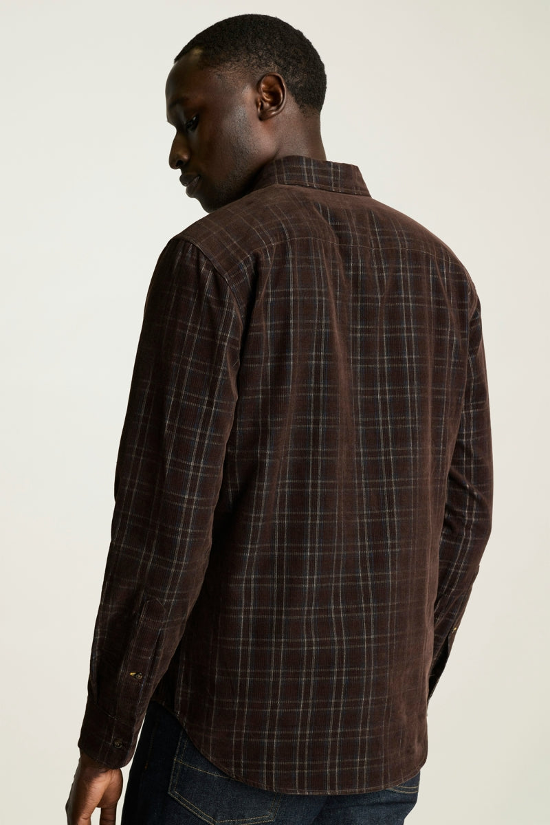 Wholesale,Bonobos, Bonobos Chocolate/Blue Plaid Stretch Corduroy Slim Fit Shirt, Brown, Extra Large-49-TagXL