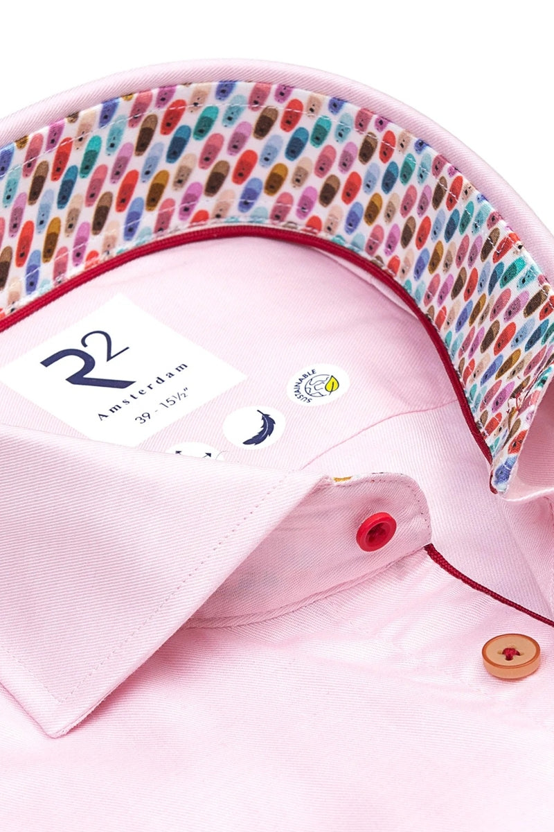 Direct From Brand,R2 Amsterdam, R2 Amsterdam Light Pink Tencel Blend Shirt, Pink, Medium-43-Tag40Medium-42-Tag39