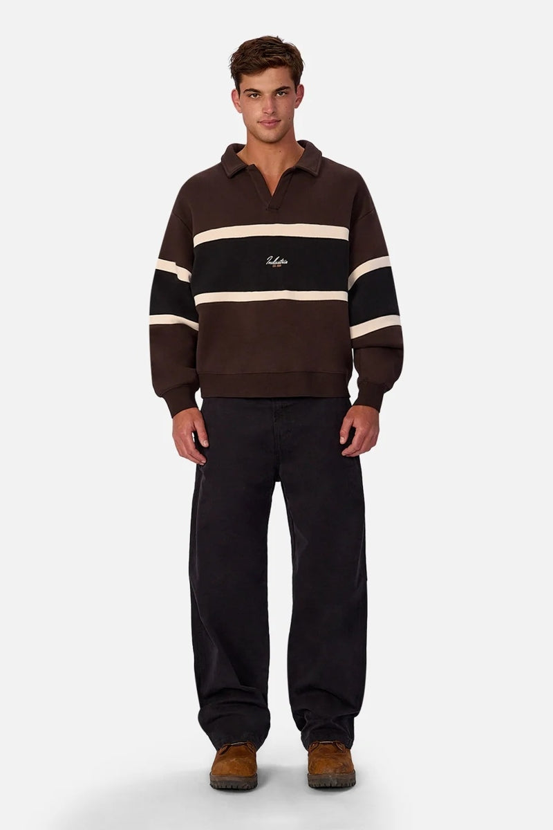 Wholesale,INDUSTRIE AUSTRALIA, INDUSTRIE AUSTRALIA Brown/Black Stripe Sweater Polo, Brown, Small-48-TagSMedium-50-TagMLarge-52-TagLExtra Large-54-TagXL