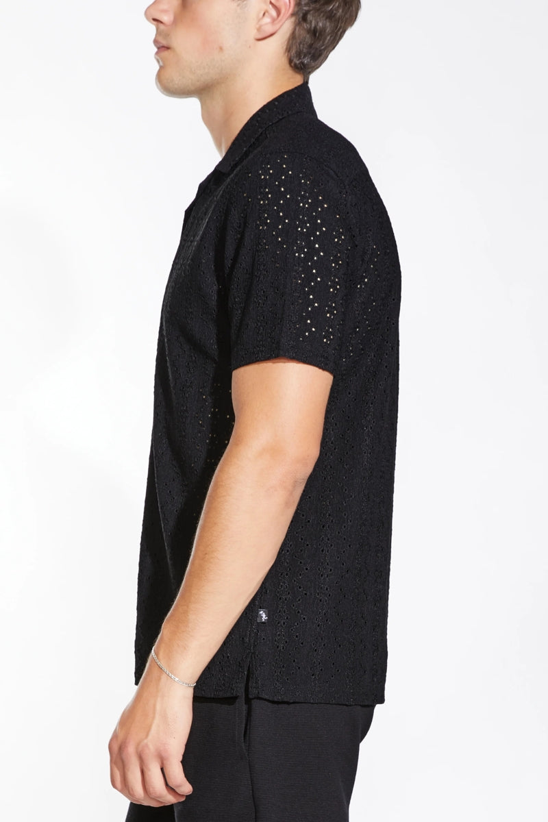 Wholesale,Civil Society, Civil Society Black Eyelet Jacquard Stretch Knit Shirt, Black, Small-41-TagSMedium-43-TagMLarge-45-TagL