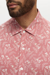 Julian & Mark Coral Floral Print Short Sleeve Rayon Shirt