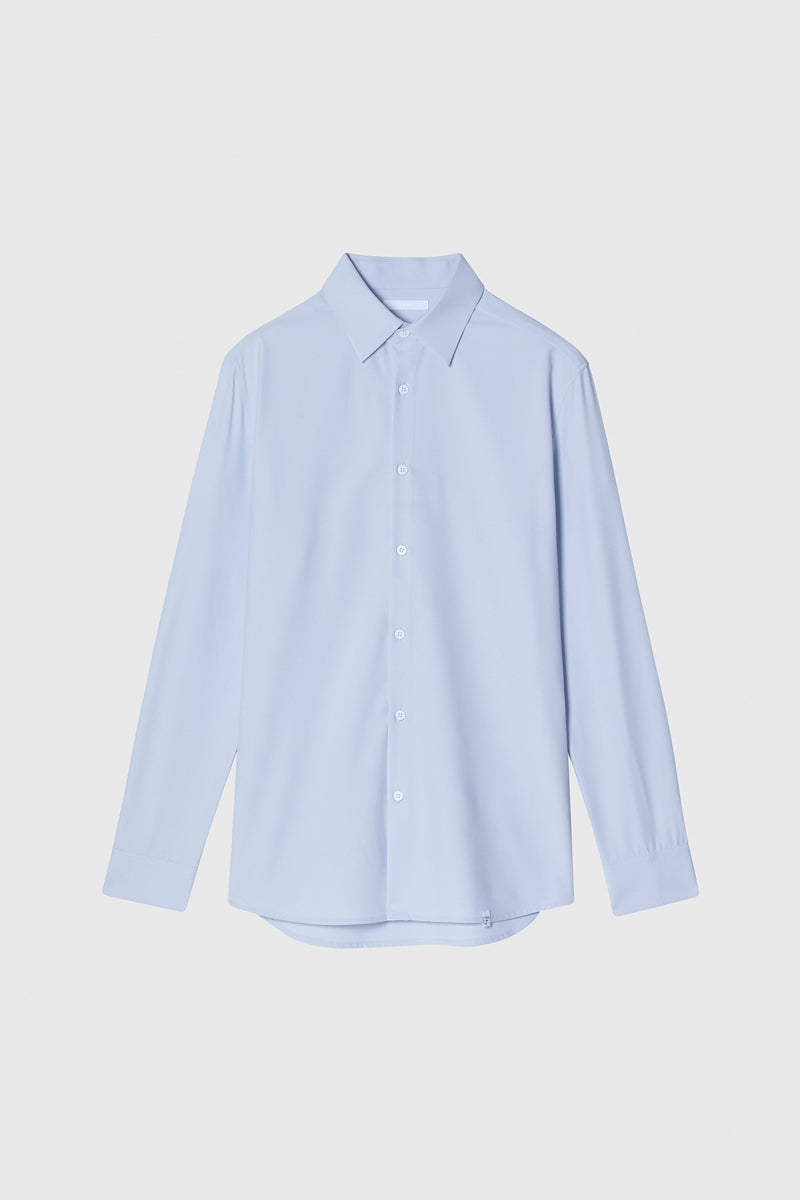 Direct From Brand,FYNE, FYNE Light Blue Antibacterial Four-way Stretch Long Sleeve Button Up Shirt, Blue, Large-44-TagXL