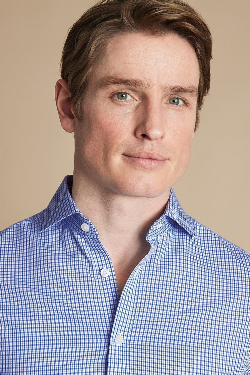 Wholesale,Charles Tyrwhitt, Charles Tyrwhitt Cobalt Blue Poplin Grid Check Shirt, Blue, Medium-44-Tag16Small-40-Tag15Extra Extra Large-52-Tag18