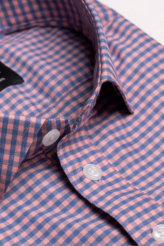Wholesale,Brisk, Brisk Pink/Blue Gingham Checkered Performance Stretch Short Sleeve Polo, Pink, Large-46-TagL