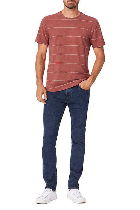 Faire,Merlino Street, Paige Mauve Stripe Crewneck Short Sleeve Tee, Brown, Extra Large-46-TagXLMedium-42-TagMSmall-39-TagSExtra Extra Large-50-TagXXL