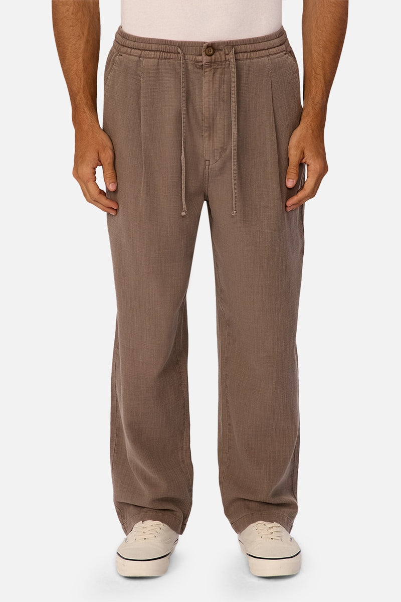 Wholesale,INDUSTRIE AUSTRALIA, INDUSTRIE AUSTRALIA Cappuccino Textured Relaxed Fit Pleated Pants, Brown, 38W-32L-TagXXL