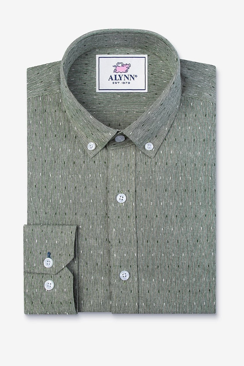 Faire,Alynn, Alynn Green Geo Slim Fit Textured Dobby Shirt, Green, Medium-42-TagMExtra Large-48-TagXLExtra Extra Large-51-TagXXLSmall-38-TagSLarge-45-TagLLarge-42-TagLSmall-38-TagM