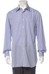 Brioni Purple/White Plaid Print Long Sleeve Dress Shirt