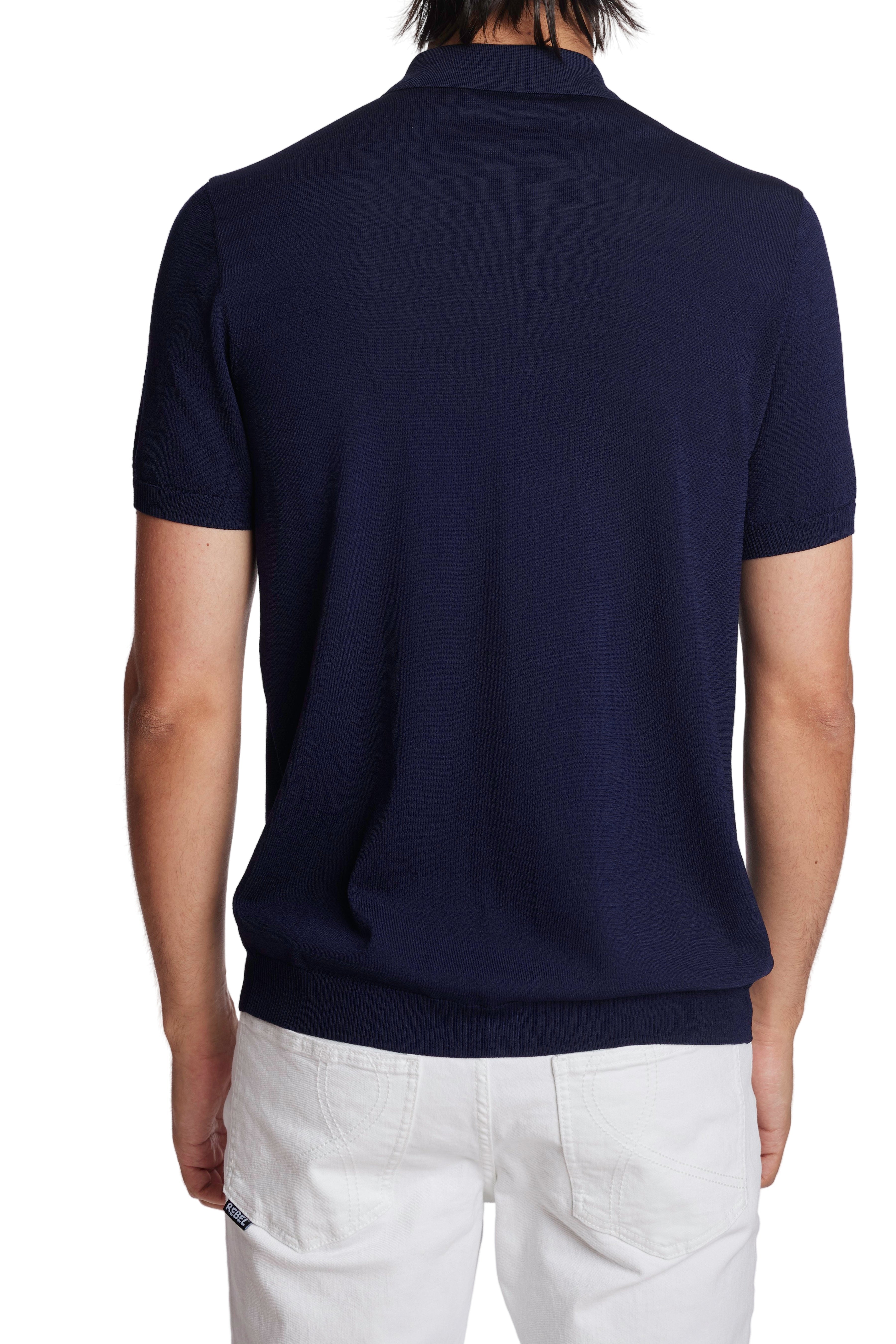 Wholesale,Paisley & Gray, Paisley & Gray Navy Full Placket Polo with Bold White/Orange Stripe, Blue, Large-44-TagXL