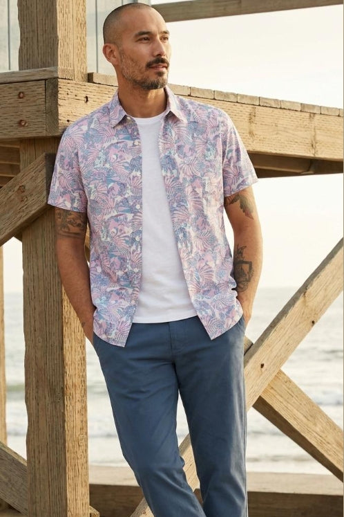 Wholesale,Bonobos, Bonobos Pink/White Riviera Slim Short Sleeve Shirt, Pink, Large-44-TagL