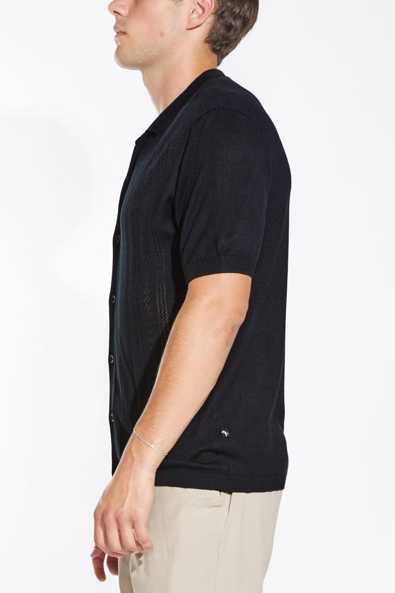 Wholesale,Civil Society, Civil Society Black Jacquard Stripes Sweater Knit Shirt, Black, Small-40-TagS