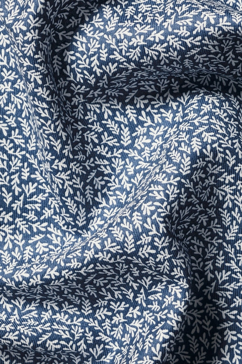 Wholesale,Charles Tyrwhitt, Charles Tyrwhitt Ink Blue Stretch Leaf Print Shirt, Blue, Large-46-Tag16.5