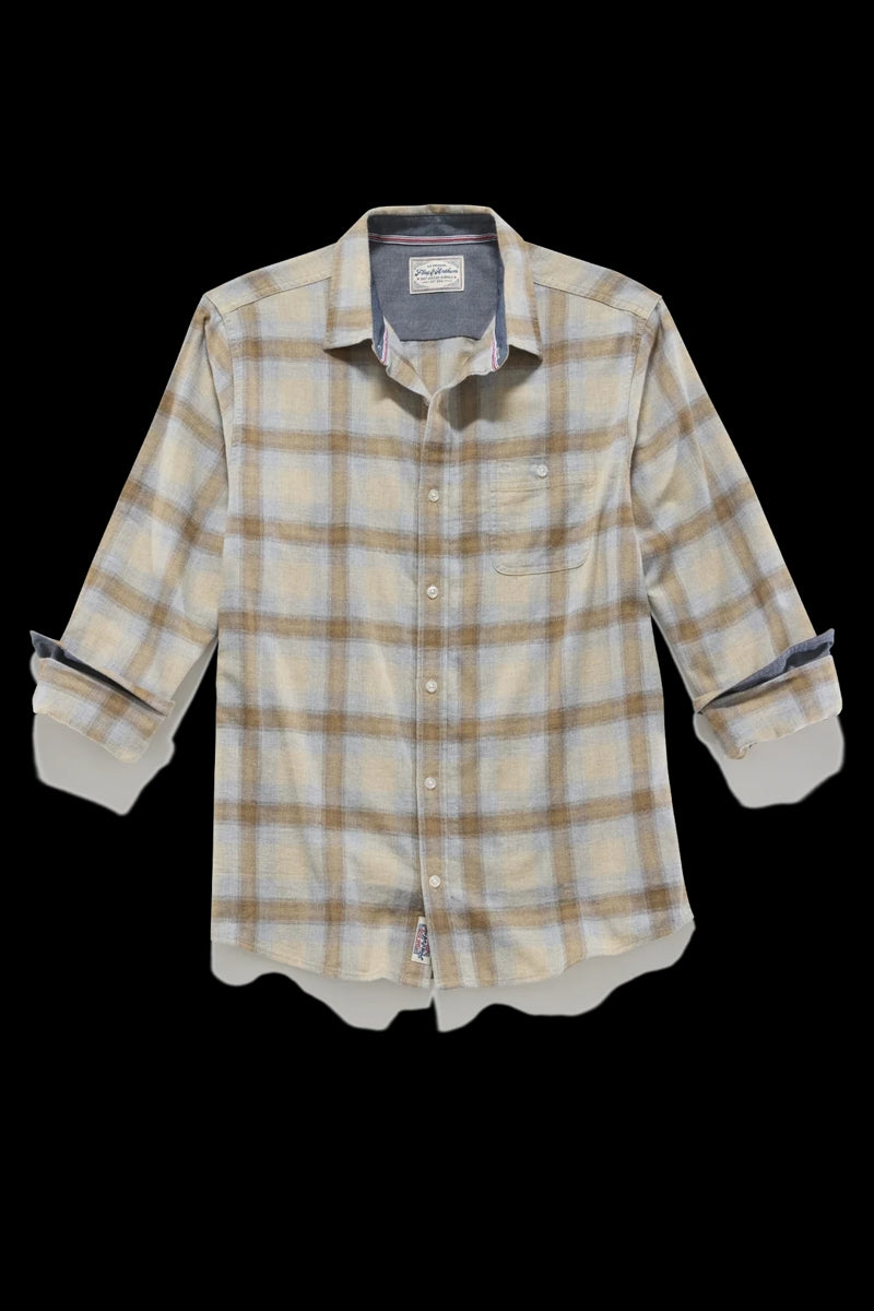 Wholesale,Flag & Anthem, Flag & Anthem Taupe/Grey Flannel Shirt, Tan, Medium-44-TagMLarge-47-TagLExtra Large-50-TagXL