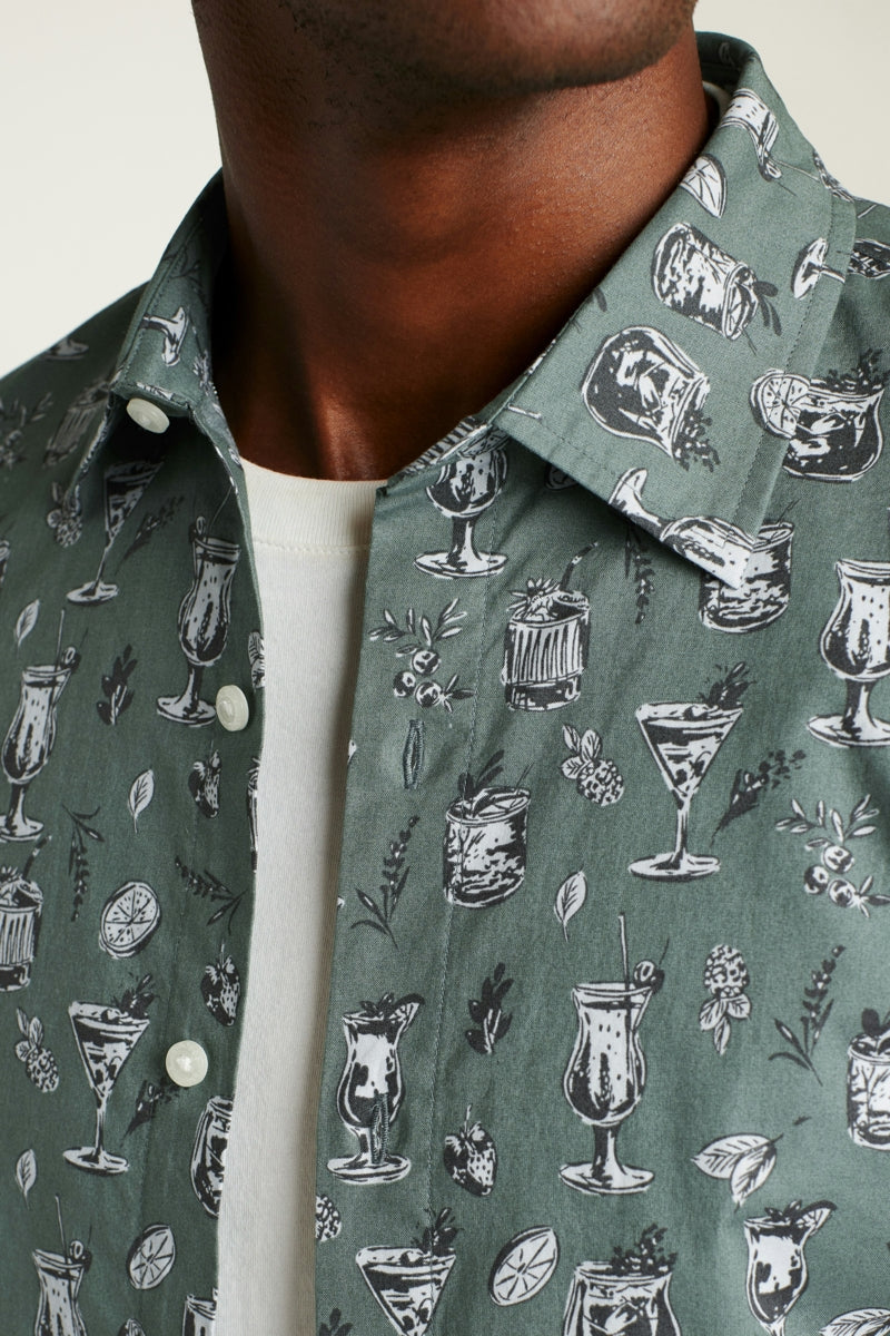 Wholesale,Bonobos, Bonobos Green Tiki Bar Print Stretch Shirt, Green, Medium-44-TagM