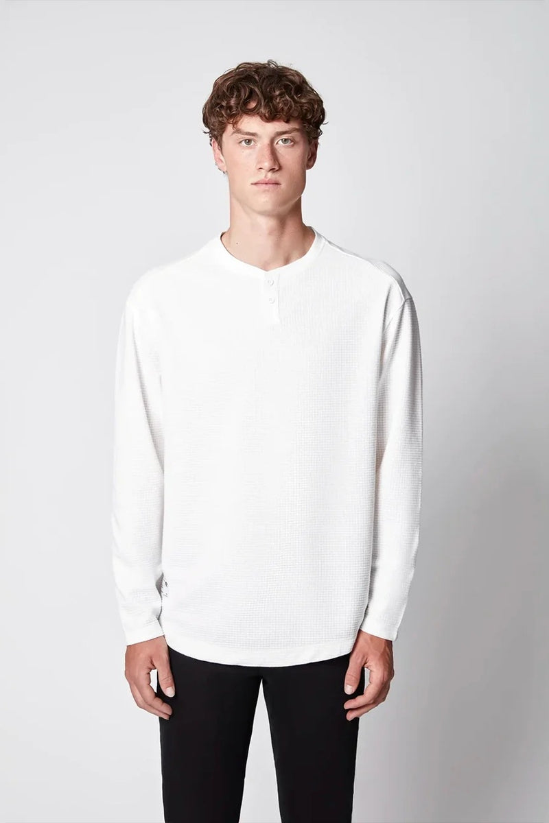 Wholesale,Projek Raw, Projek Raw White Grid-patterned Jersey Henley, White, Small-43-TagS