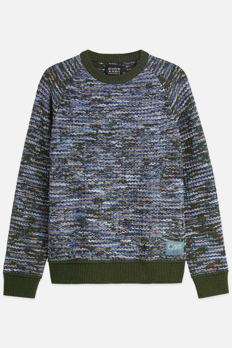 Wholesale,Scotch & Soda, Scotch & Soda Forest Green Multi Textured Jacquard Sweater, Green, Large-48-TagLExtra Extra Large-52-TagXXLMedium-46-TagMSmall-44-TagS