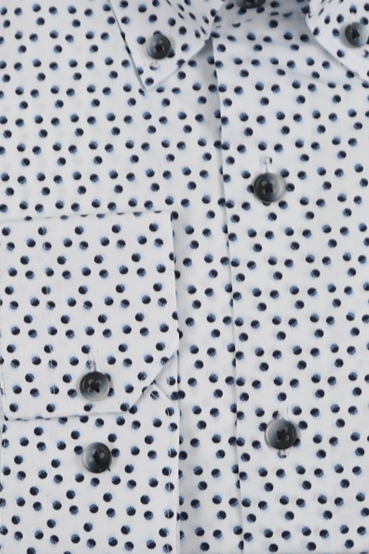 Wholesale,Jakamen, Jakamen White Polka Dot Print Long Sleeve Button Up Shirt, White, Extra Large-45-TagXXL
