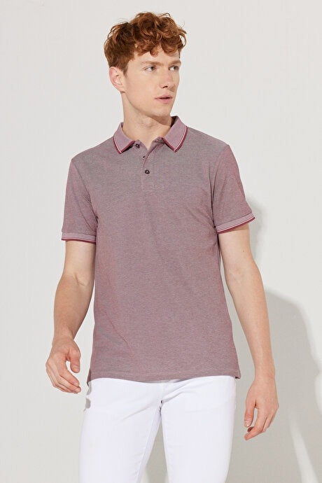 Wholesale,Altinyildiz Classics, Altinyildiz Classics Burgundy with White Contrast Slim Cut Knit Polo, Red, Small-39-TagS