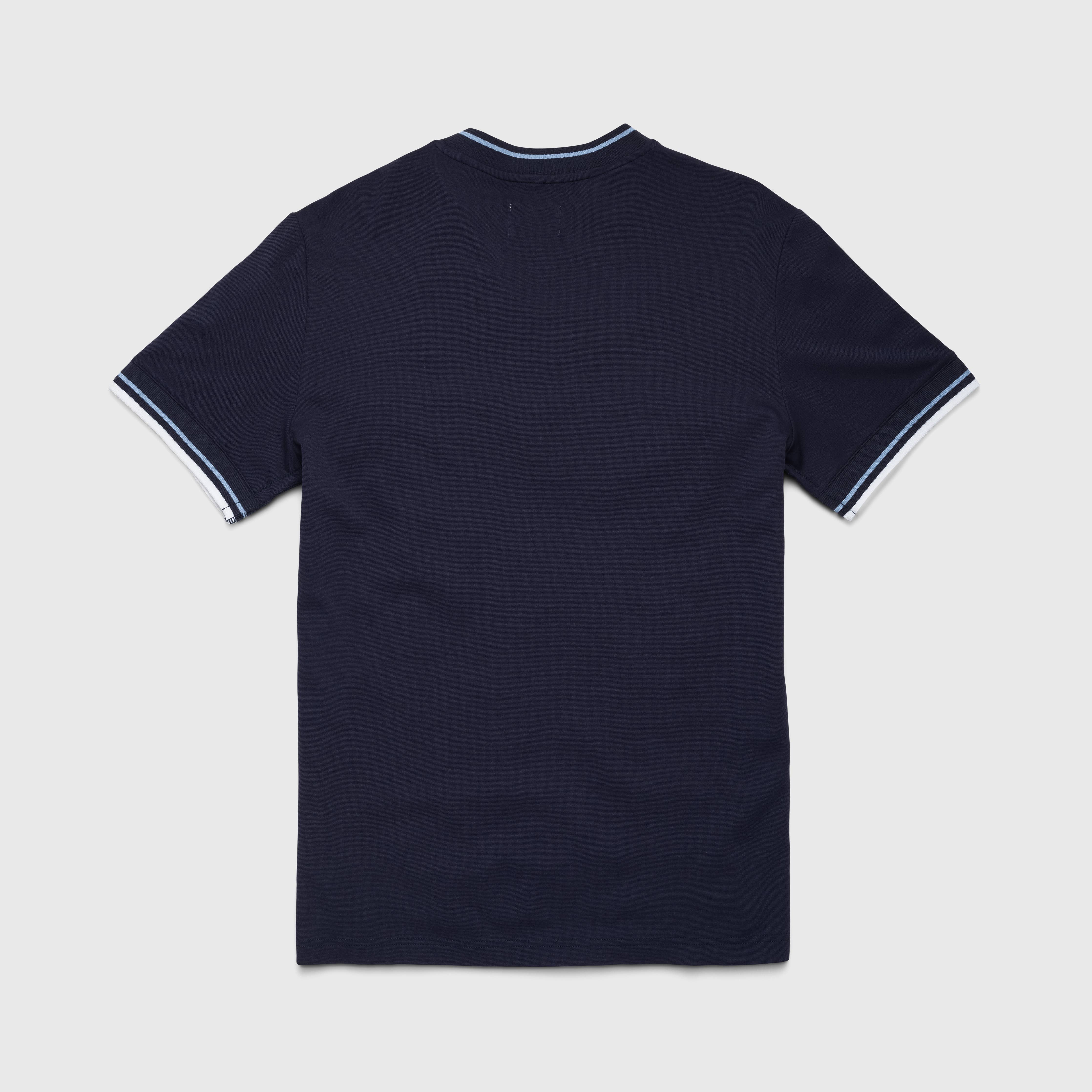 Faire,Surfside Supply, Surfside Supply Navy Piped Collarless Short Sleeve Performance Polo, Blue, Large-43-TagL