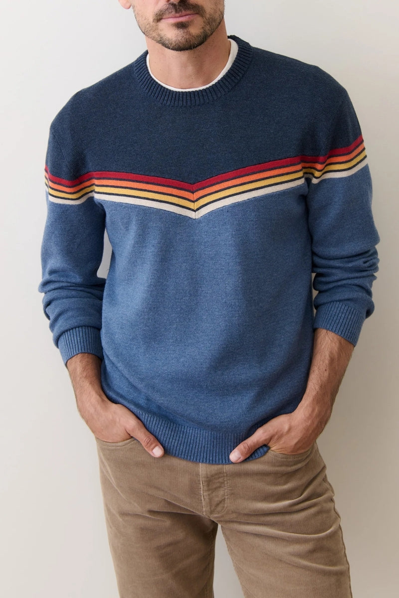 Wholesale,Marine Layer, Marine Layer Navy Colorblock Multi Stripe Fleece Sweater, Blue, Extra Large-48-TagXL