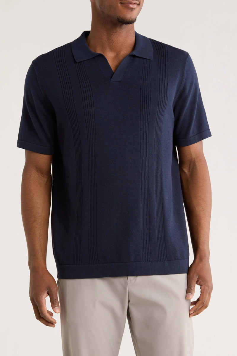 Wholesale,James Campbell, James Campbell Navy Textured Sweater Polo, Blue, Extra Extra Large-50-TagXXL