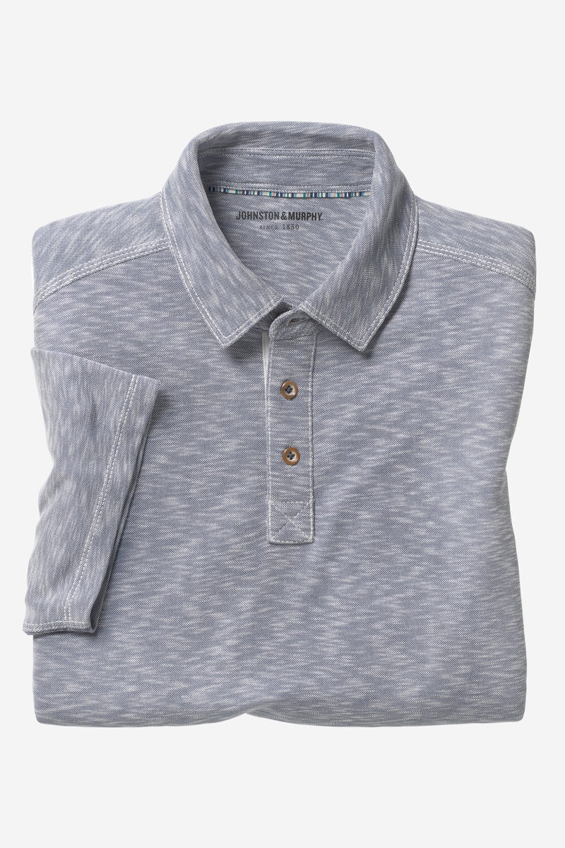 Wholesale,Johnston & Murphy, Johnston & Murphy Indigo Vintage Slub Polo, Blue, Medium-44-TagM