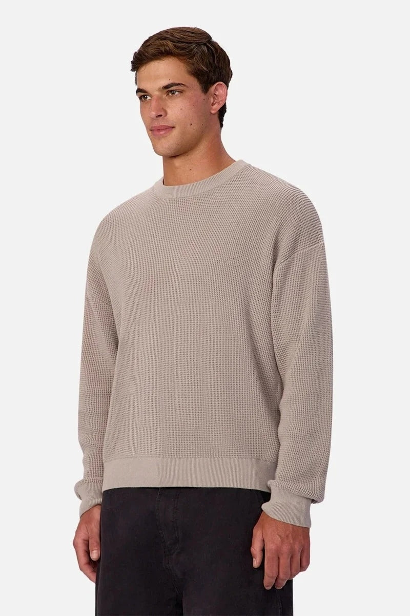 Wholesale,INDUSTRIE AUSTRALIA, INDUSTRIE AUSTRALIA Grey Waffle Textured Crewneck Sweater, Grey, Small-46-TagSMedium-48-TagMLarge-50-TagLExtra Large-52-TagXLExtra Extra Large-54-TagXXL