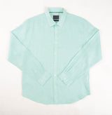 Stitch Note Mint Stripped European Linen Classic Long Sleeve Shirt