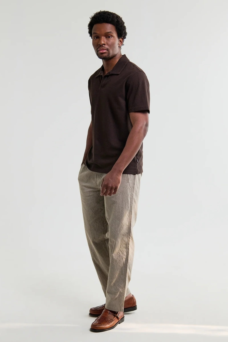 Wholesale,Wax London, Wax London Dark Brown Textured Organic Cotton Polo, Brown, Medium-43-TagMLarge-45-TagLExtra Large-47-TagXL