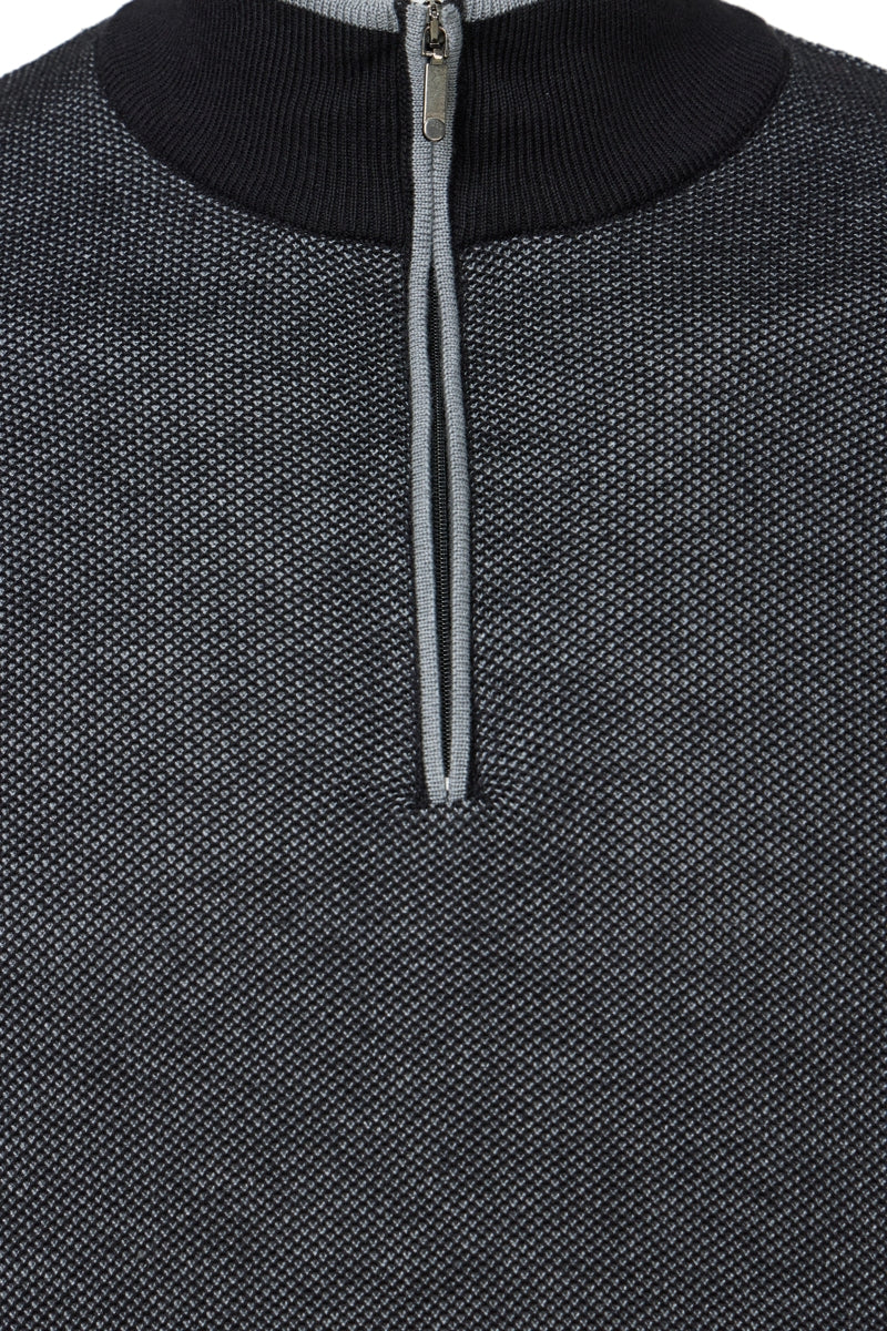 Wholesale,American Heritage, American Heritage Black Two-Tone Waffle Mockneck Qtr Zip, Black, Small-42-TagS