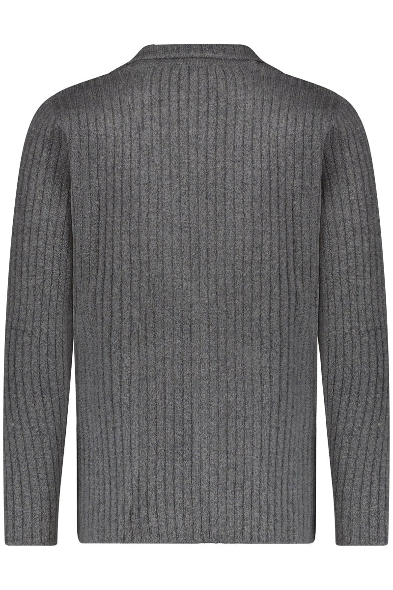 Wholesale,Luchiano Visconti, Luchiano Visconti Charcoal Ribbed Sweater Cardigan, Grey, Small-42-TagSMedium-44-TagMExtra Large-48-TagXL