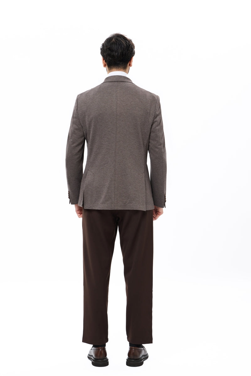 Wholesale,Luchiano Visconti, Luchiano Visconti Coffee Mercerized Piqué Dobby Knit Blazer, Brown, Large-44-Tag42