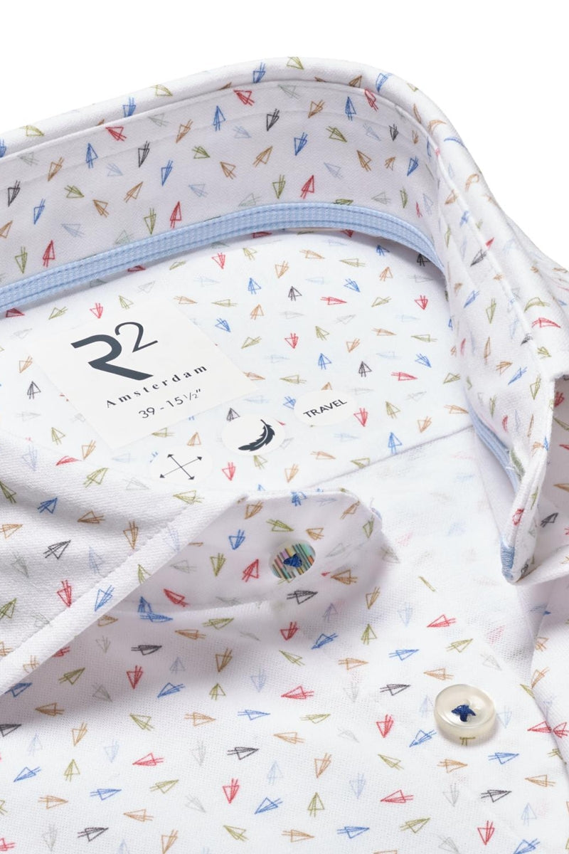 Direct From Brand,R2 Amsterdam, R2 Amsterdam White Paper Plane Print Shirt, White, Small-40-Tag38Medium-41-Tag39Medium-42-Tag40Large-44-Tag41Large-46-Tag42Extra Large-48-Tag43Extra Extra Large-50-Tag44Extra Extra Large-52-Tag45Extra Extra Large-53-Tag46Extra Extra Extra Large-55-Tag47