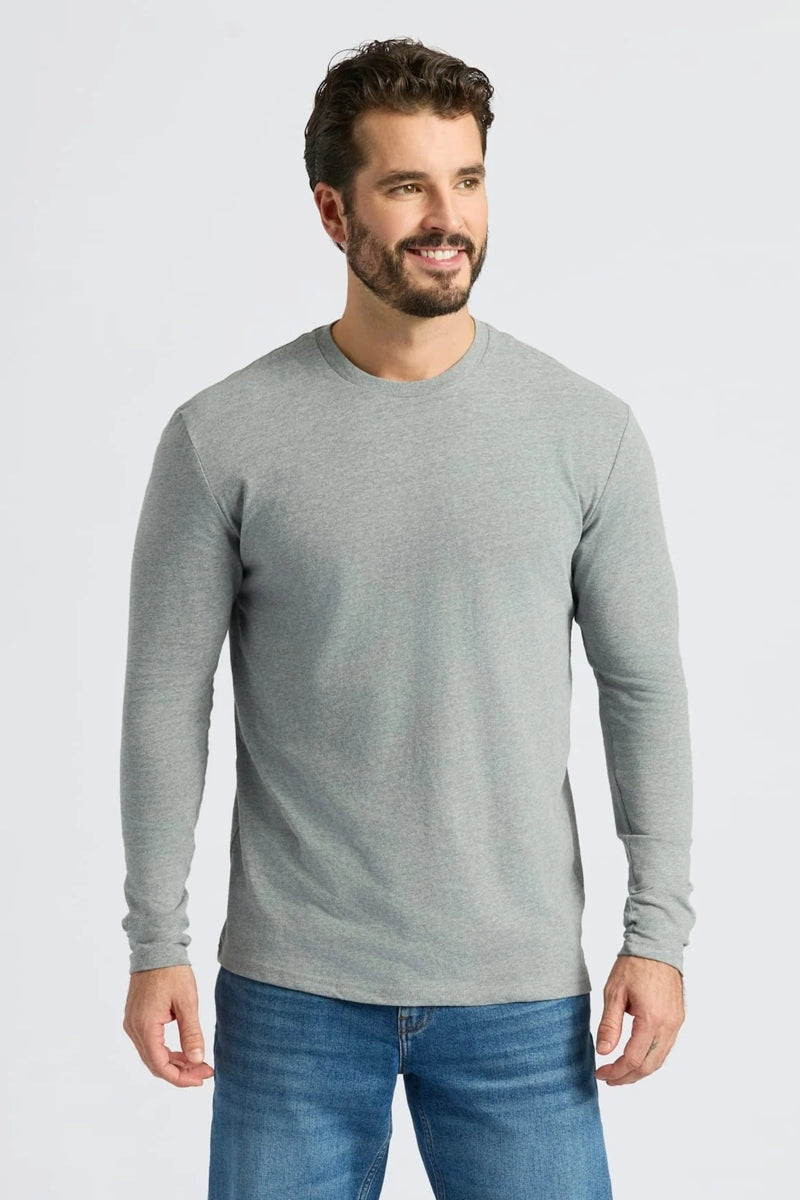 Faire,True Classic, True Classic Heather Grey Long Sleeve T-Shirt, Grey, Large-43-TagL