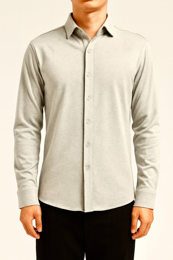 Mason Cruz Light Grey Knit Button Up Shirt