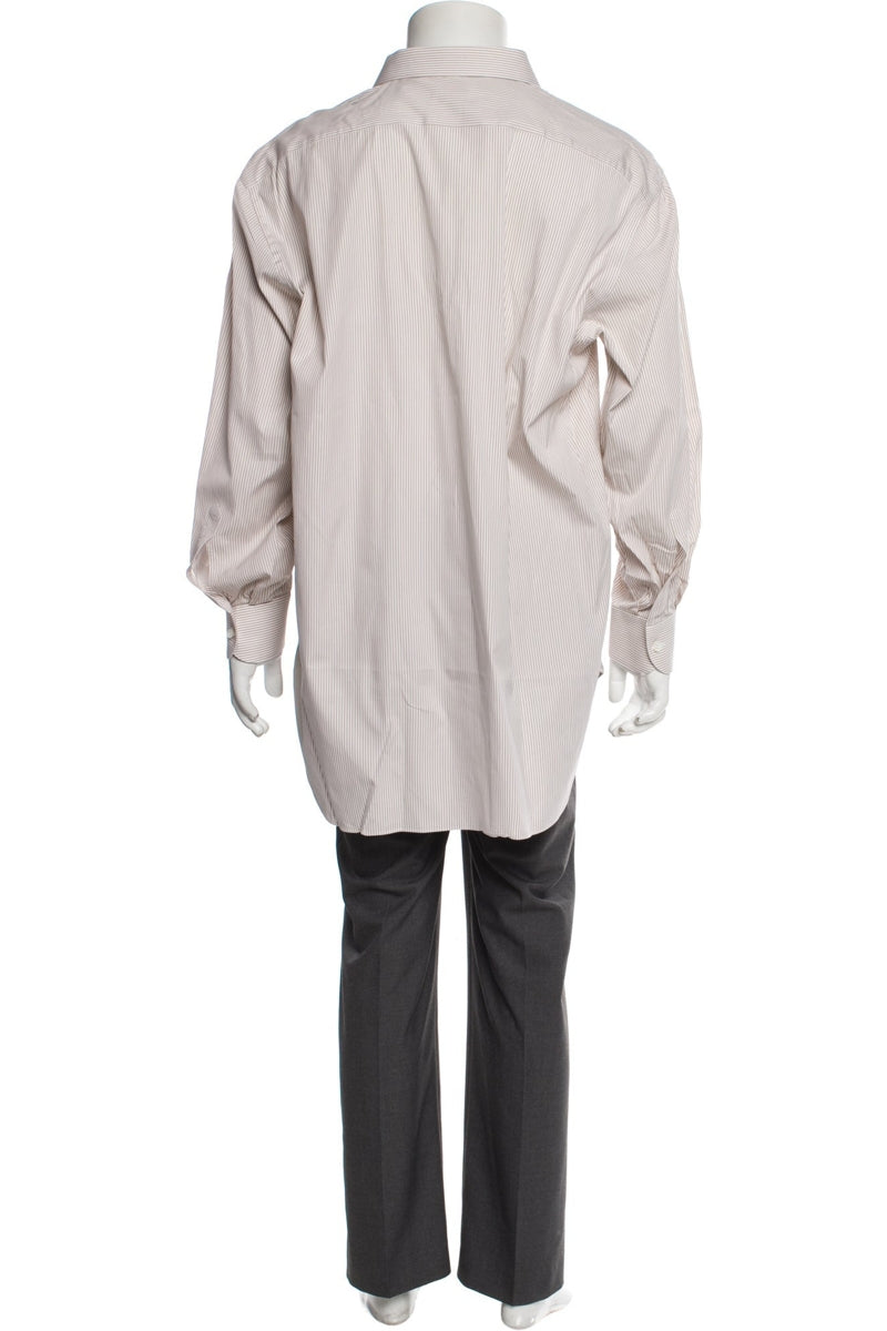 RealReal,Brioni, Brioni Tan Striped Long Sleeve Dress Shirt, Unknown, Unknown