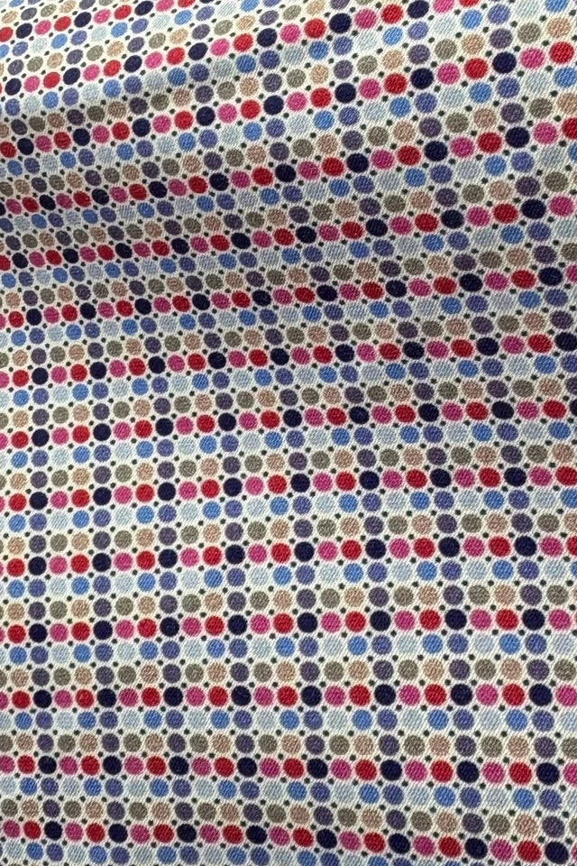 Wholesale,Mizumi, Mizumi Red/Blue Multi Geo Polka Print Shirt, Red, Small-41-TagSLarge-45-TagLExtra Large-47-TagXLExtra Extra Large-50-TagXXLMedium-43-TagM