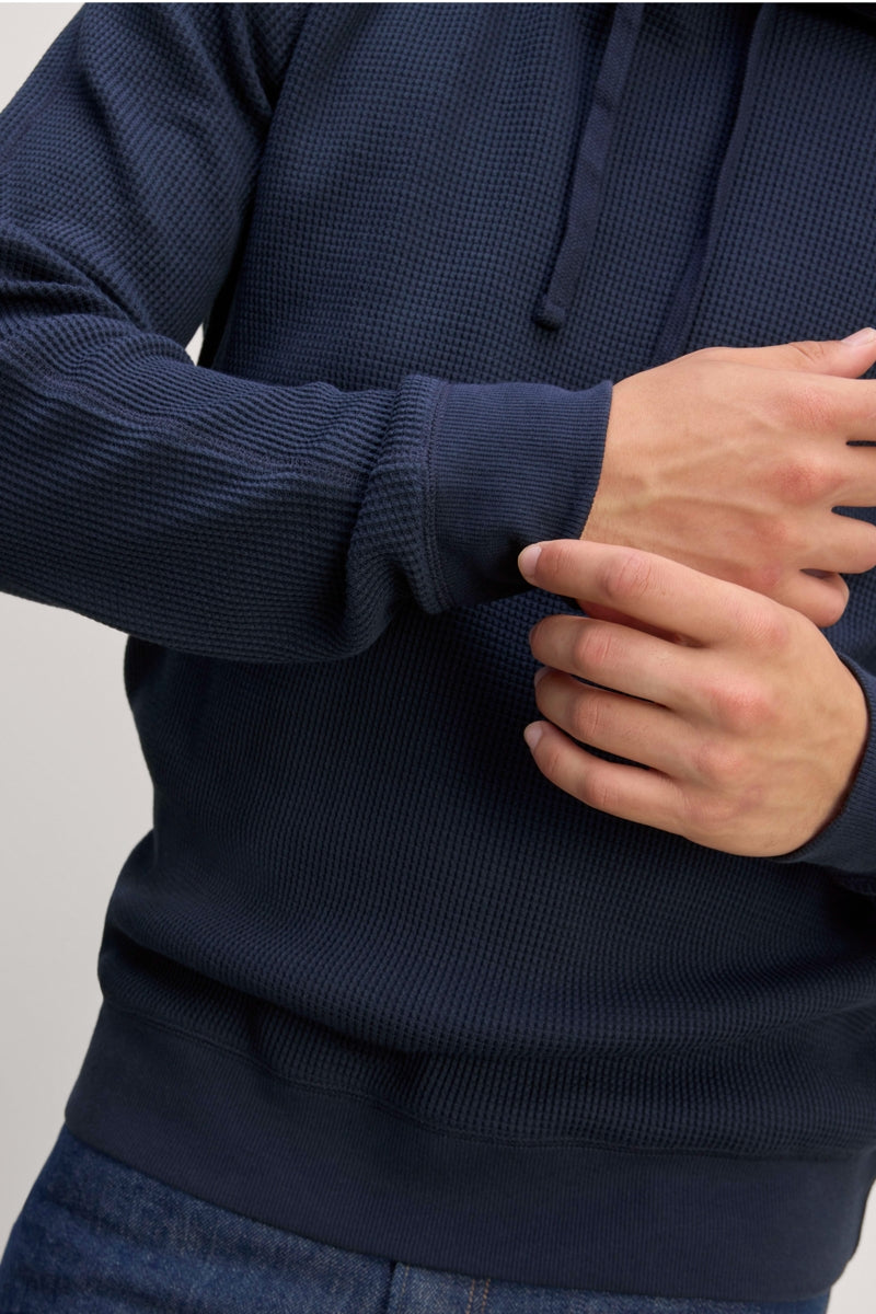 Direct From Brand,Everlane, Everlane Navy Waffle-Knit Hoodie, Blue, Small-36-TagS