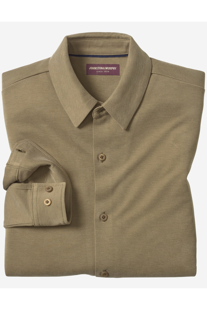Wholesale,Johnston & Murphy, Johnston & Murphy Olive Vintage Birdseye Button-Front, Green, Small-42-TagS
