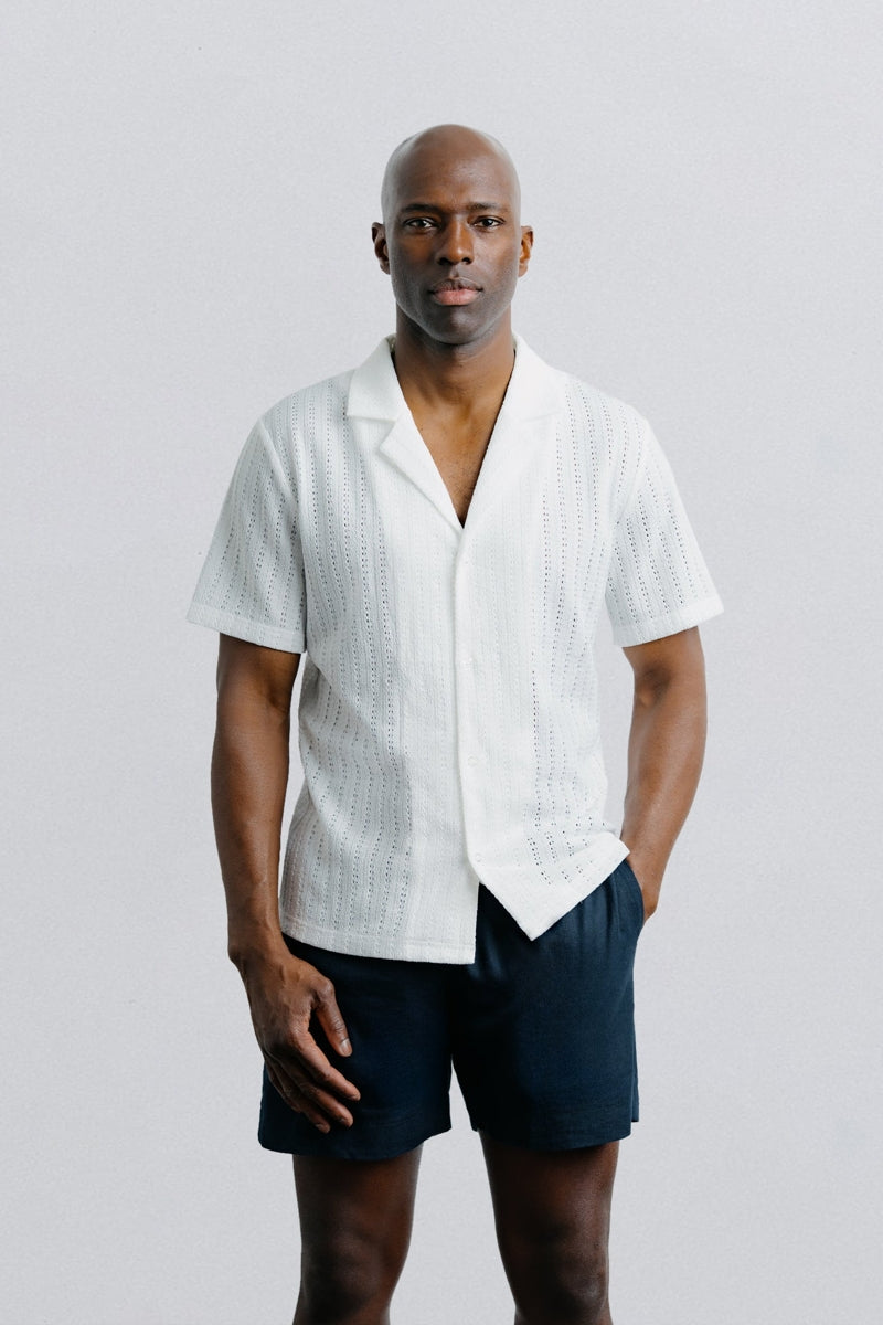 Wholesale,Champlain, Champlain White Stretch Camp Collar Shirt, White, Medium-44-TagMLarge-46-TagLExtra Extra Large-50-TagXXL