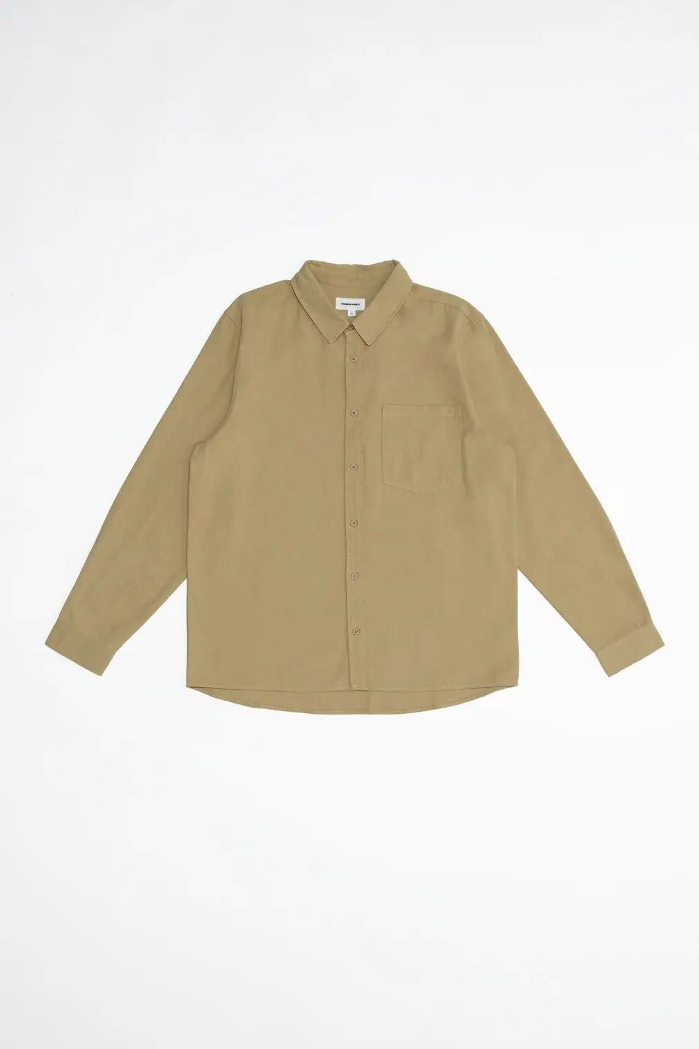 Faire,Common Market, Common Market Tan Twill Long Sleeve Button Up Shirt With Front Chest Pocket, Tan, Extra Extra Large-51-TagXXL
