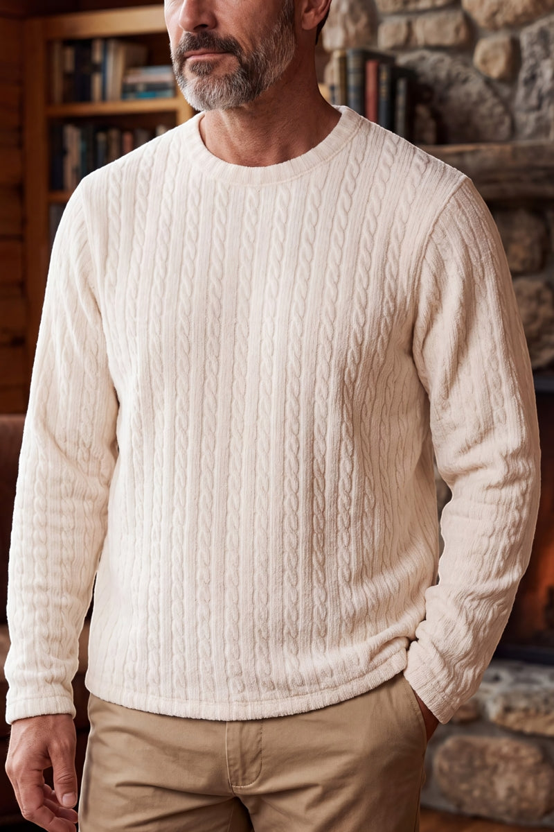 Wholesale,Fundamental Coast, Fundamental Coast Cream Cable Knit Textured Sweater, Cream, Medium-43-TagMLarge-46-TagLExtra Large-49-TagXL