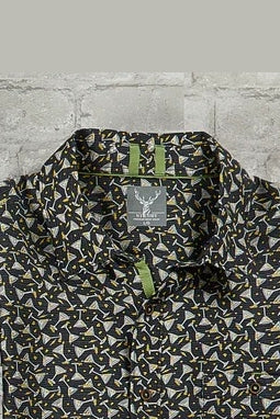 Wholesale,Nicoby Age of Wisdom, Nicoby Age of Wisdom Black Modal Textured Print Shirt, Black, Large-46-TagL