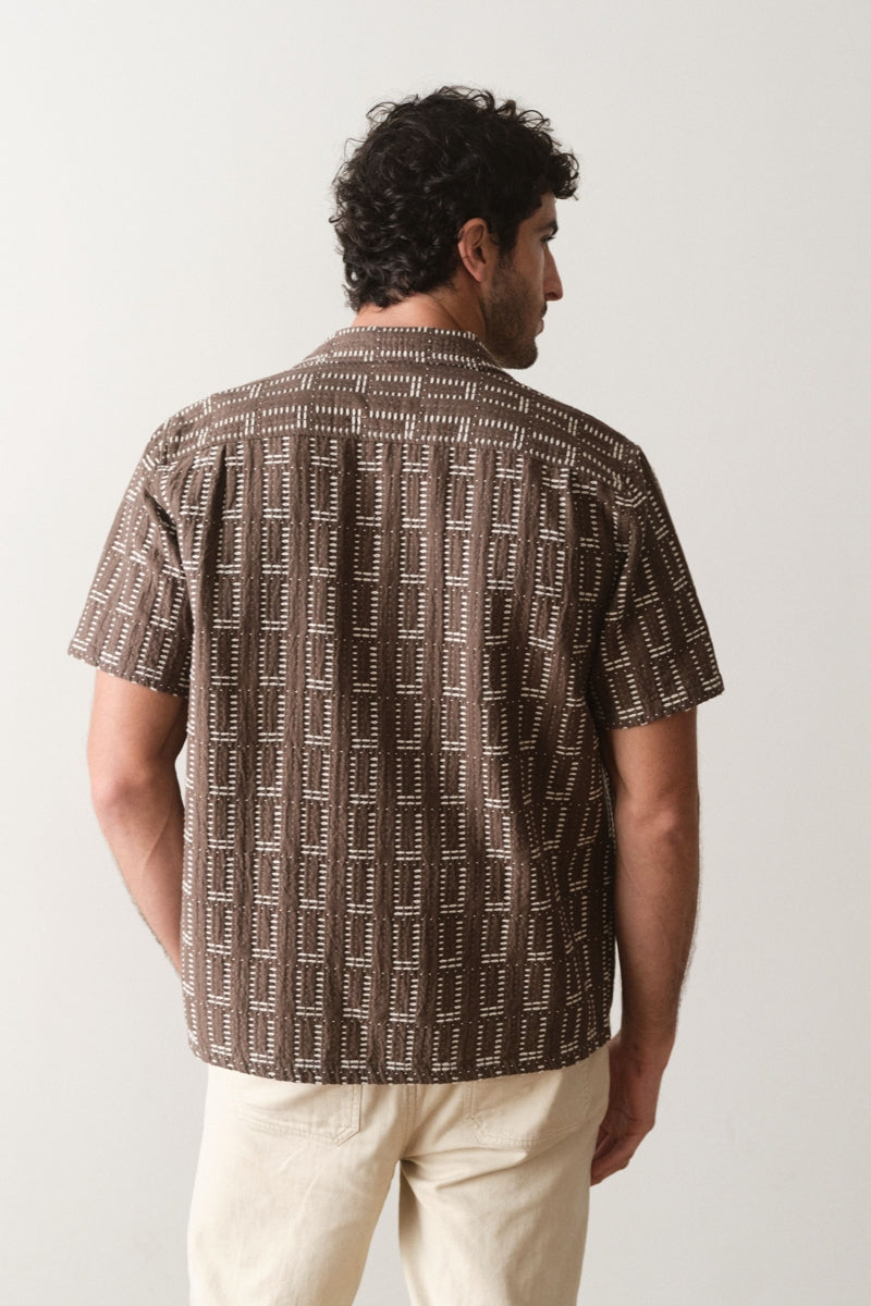 Wholesale,Marine Layer, Marine Layer Brown Textured Seersucker Dobby Shirt, Brown, Small-44-TagSMedium-46-TagMLarge-49-TagLExtra Large-52-TagXLExtra Extra Large-56-TagXXL